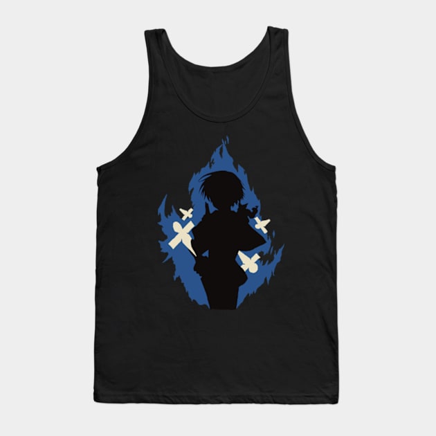 Seika Lamprogue Fire Aura with His Shikigami from The Reincarnation of the Strongest Exorcist in Another World or Saikyou Onmyouji no Isekai Tenseiki in Cool Simple Flat Silhouette Tank Top by Animangapoi